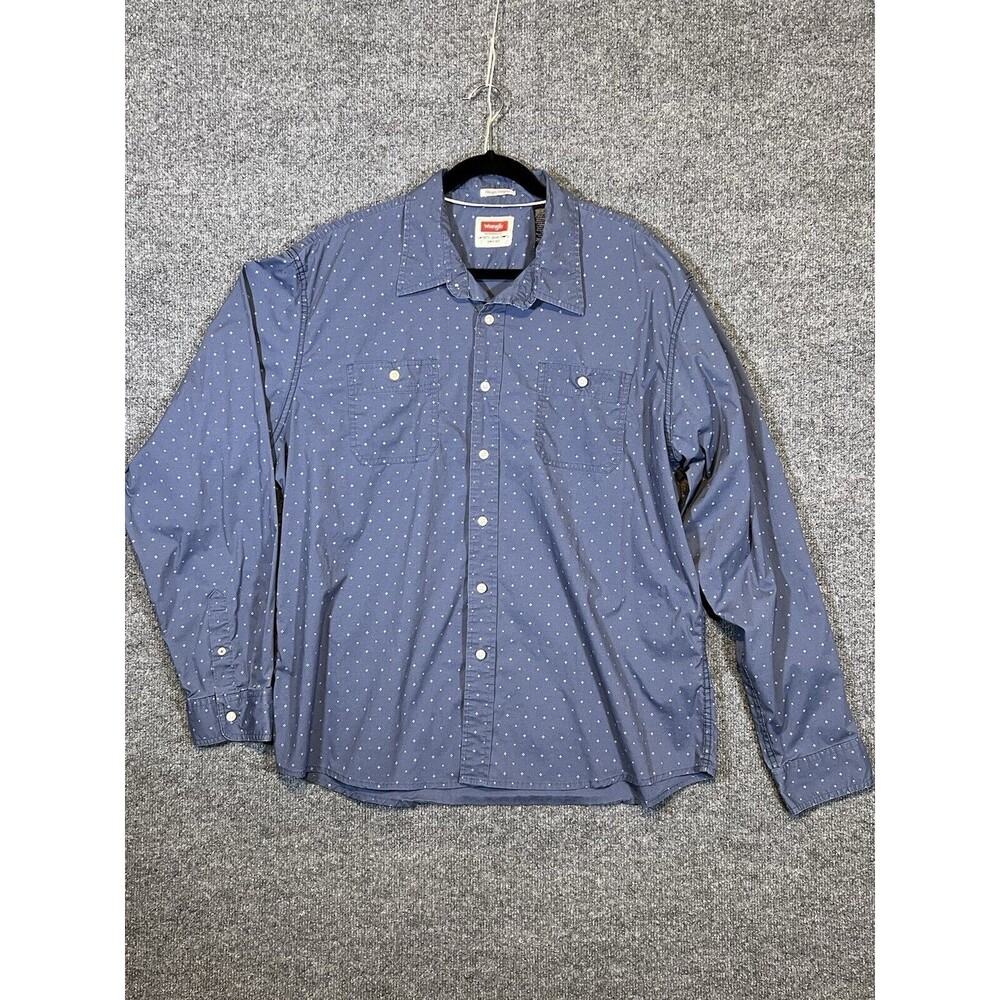Wrangler 2XL Blue Flex for Comfort Button Up Long Sleeve Shirt Star Pattern